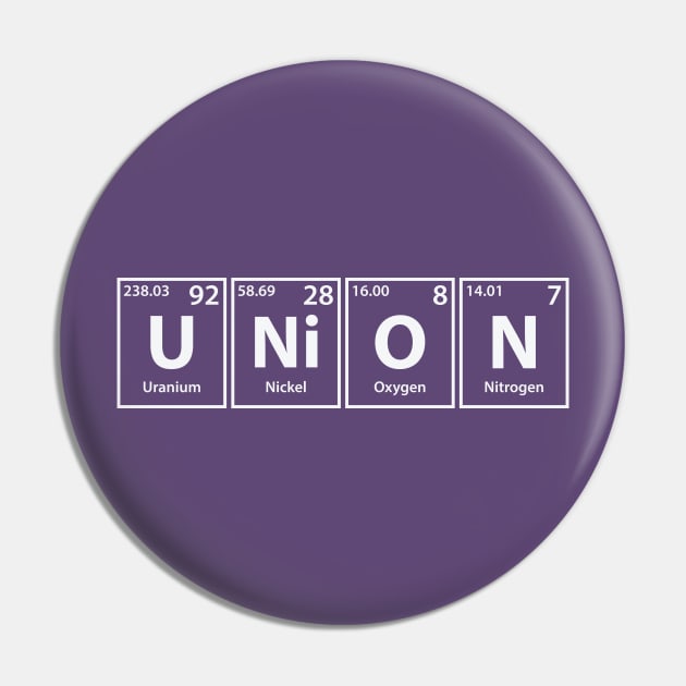 Union (U-Ni-O-N) Periodic Elements Spelling Pin by cerebrands