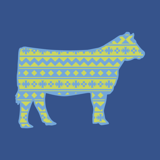 Farm Life Show Heifer with Blue & Green Southwest Pattern by SAMMO