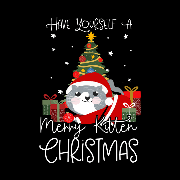 Have Yourself A Merry Kitten Christmas Cute Funny Cat Lover by Giggias