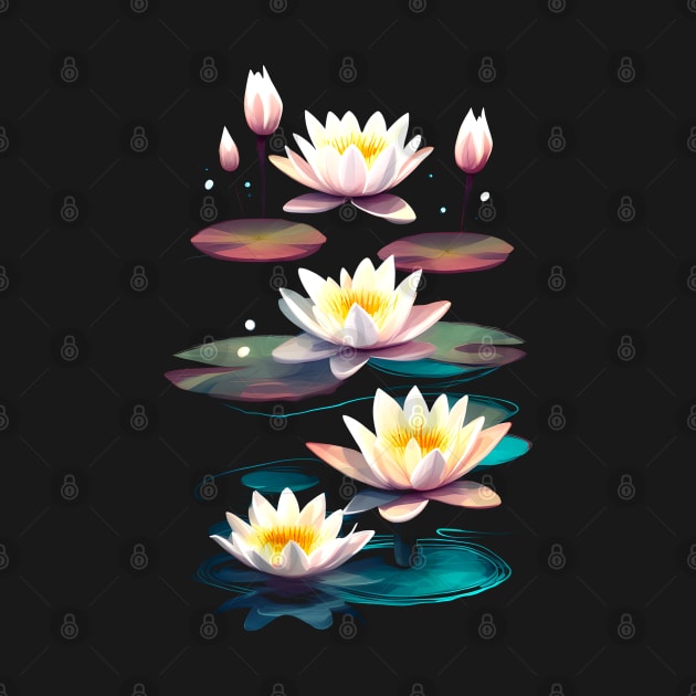 White water lilies magic night by craftydesigns