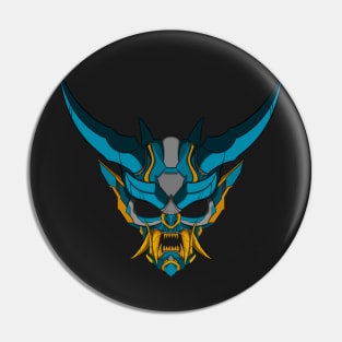 Cyber Japanese Demon-Turqoise Gold Pin