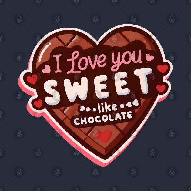 Happy Valentine's Day With Sweet Chocolate Heart - T-shirt for Couples by Nine Tailed Cat