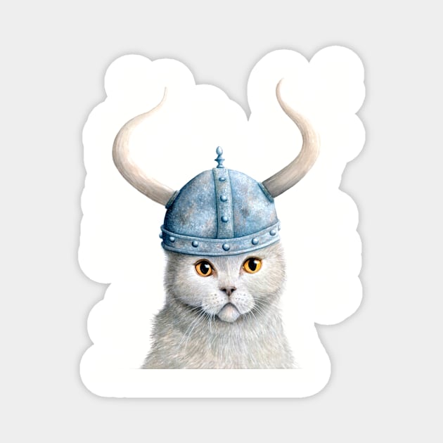 Brave, The Viking Cat Magnet by KatherineAppleby