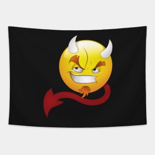 Devil Smiley Face Emoticon Tapestry