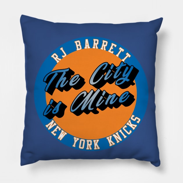 RJ Barrett New York Knicks Pillow by IronLung Designs