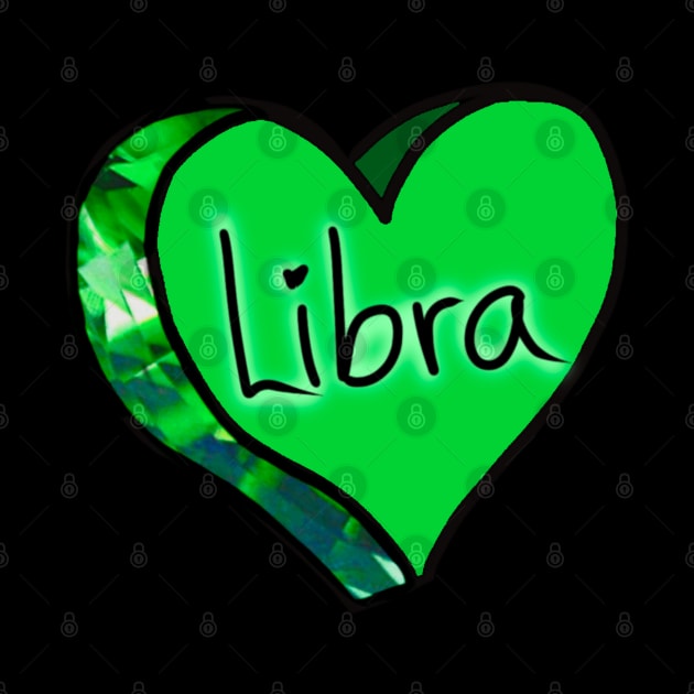 Libra Green Peridot Love Heart by ROLLIE MC SCROLLIE
