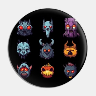 Creepy Scary Spooky Halloween Faces Pin