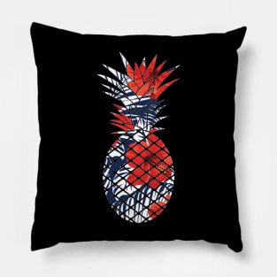 Tropical Floral Geometric Pineapple Red Blue Pillow