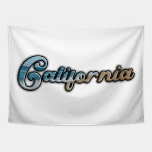 California Dreaming Word Art Letters with the beach ocean and sand Tapestry