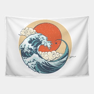 Japan Great Wave and Sun Tapestry