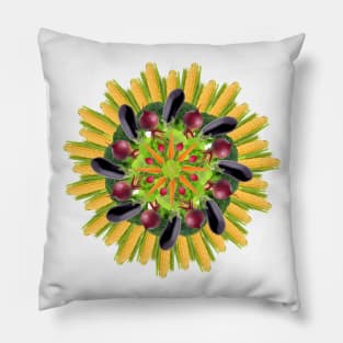 vegan mandala with corn Pillow