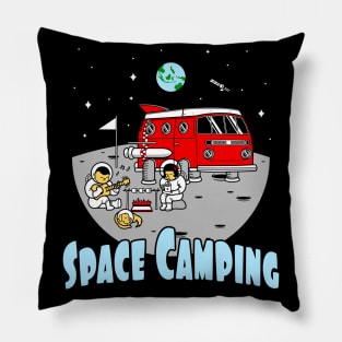 Space Camping Adventure cute Astronauts on Moon Pillow