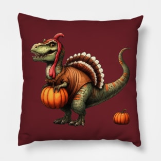 Turkeysaurus Rex Dino Turkey for Thanksgiving Pillow