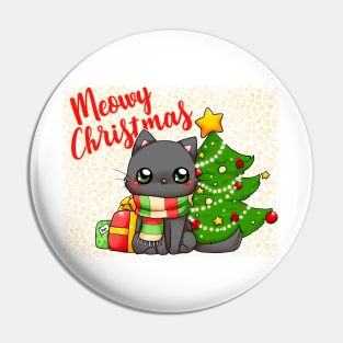 Meowy Christmas - Merry Christmas cat card Pin