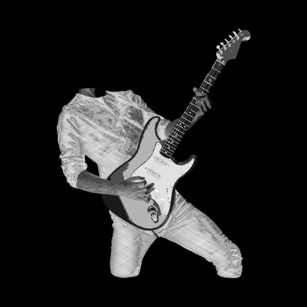 Rock n Roll Guitar Player, Black & White 2 by Lusy