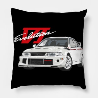 lancer evo 6 TME white Pillow