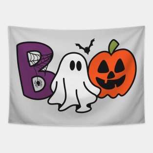 Boo! Retro-Inspired Halloween Ghost and Pumpkin Tapestry