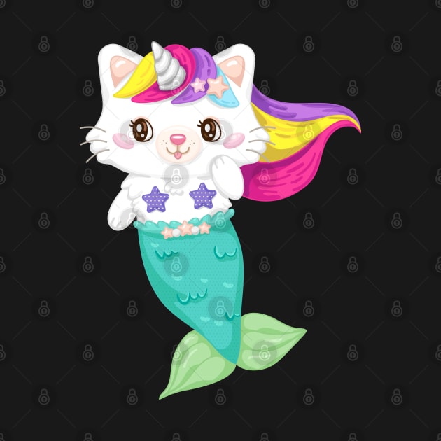 Cute mermaid cat magical by HamilcArt