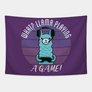 Llama Gamer What Llama Playing A Game Pun Tapestry