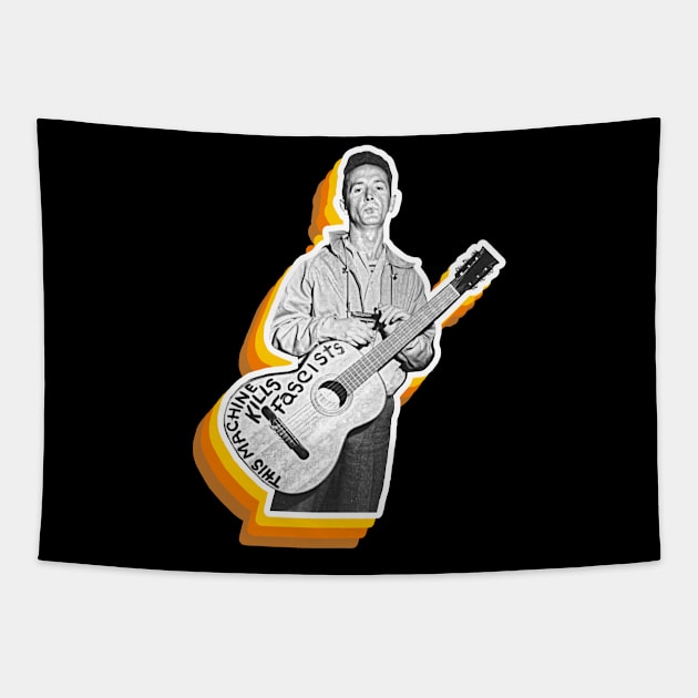 Woody Guthrie Retro Fade Tapestry by darklordpug