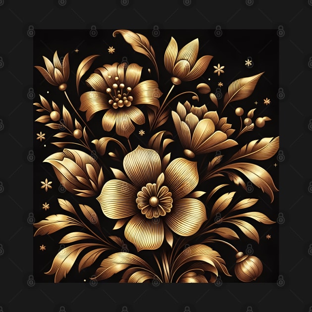 Gold Floral Illustration by Jenni Arts