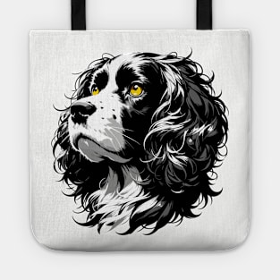 Stunning and Cool American Water Spaniel Monochrome and Gold Portrait for Father's Day Tote