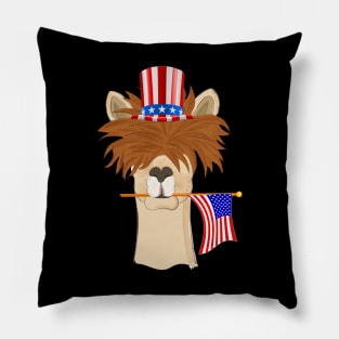 USA Patriotic llama American Flag July 4th Pillow