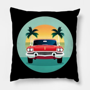 1960s Red Classic Car Paradise Pillow