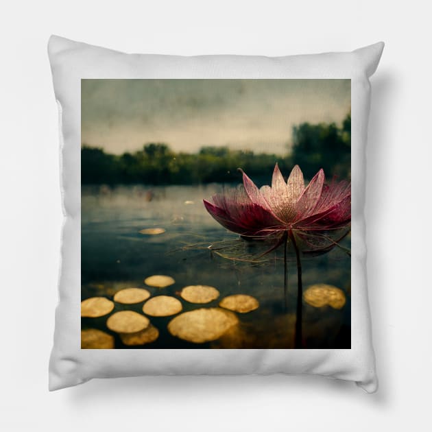 Waterlilies on the pond II Pillow by hamptonstyle