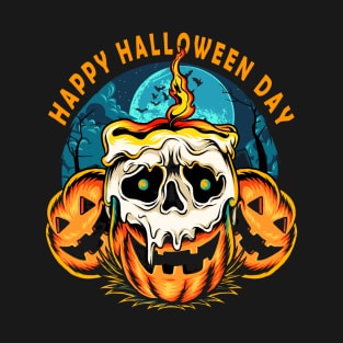 halloween pumpkin with skull T-Shirt