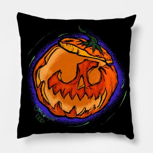 Cracked Skull Jack O’ Lantern Pillow