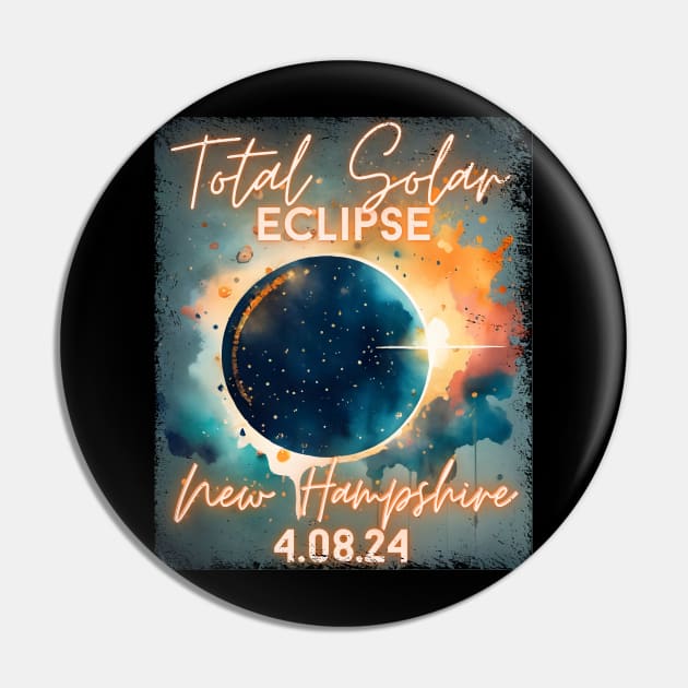 Total Solar Eclipse 2024 New Hampshire Art Science Men Women Kids Pin by AimArtStudio