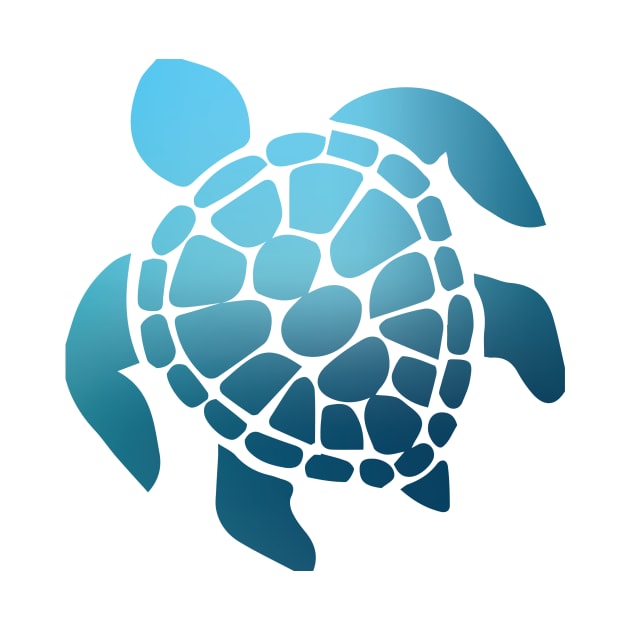 Blue Ombre Sea Turtle by emilystp23