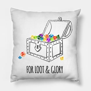 For Loot & Glory! - rainbow & black - LGBTQ+ ttrpg dice Pillow