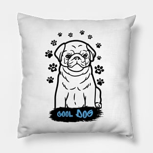 Dog saying cool dog ,brafdesign Pillow