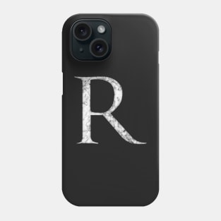 R in Roman White Marble Latin Alphabet Letter Sticker Phone Case