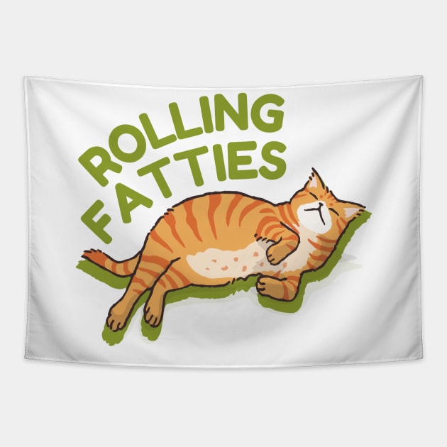 Rolling Fatties Funny Weed Cat Marijuana Tapestry by StarMa