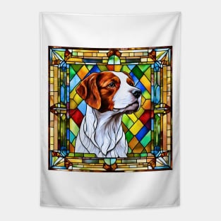 Stained Glass Brittany Dog Tapestry