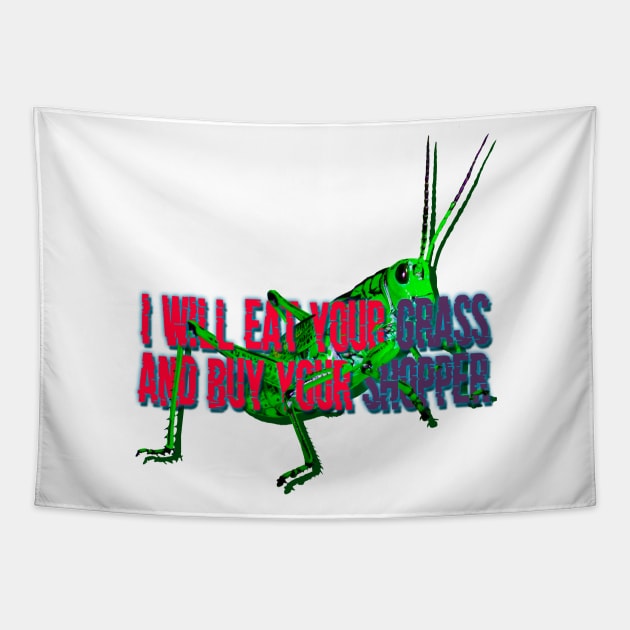 grasshopper insect popart geek colorful humor Tapestry by denpoolswag