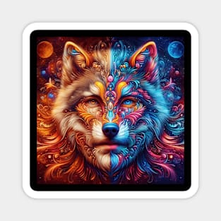 Psychedelic Wolf Magnet