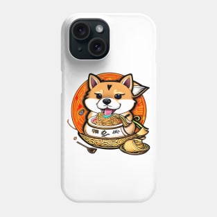 Shiba Inu with Ramen Noodle-Loving Phone Case