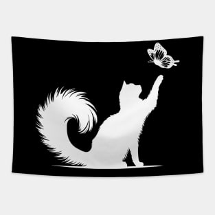 Cat and Butterfly Women Girls Cat Mom Gift Tapestry