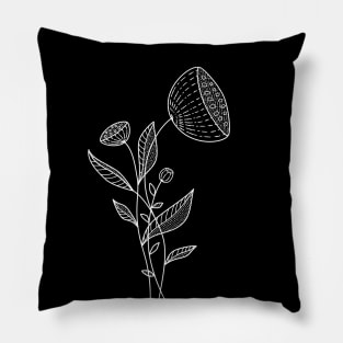 Abstract Flowers Doodle Line Art Elegant Pillow