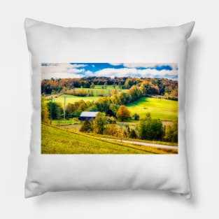 Autumn Farm Fall Scene Pillow