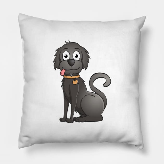 Cartoon style Illustration of a funny black dog. Pillow by Stefs-Red-Shop