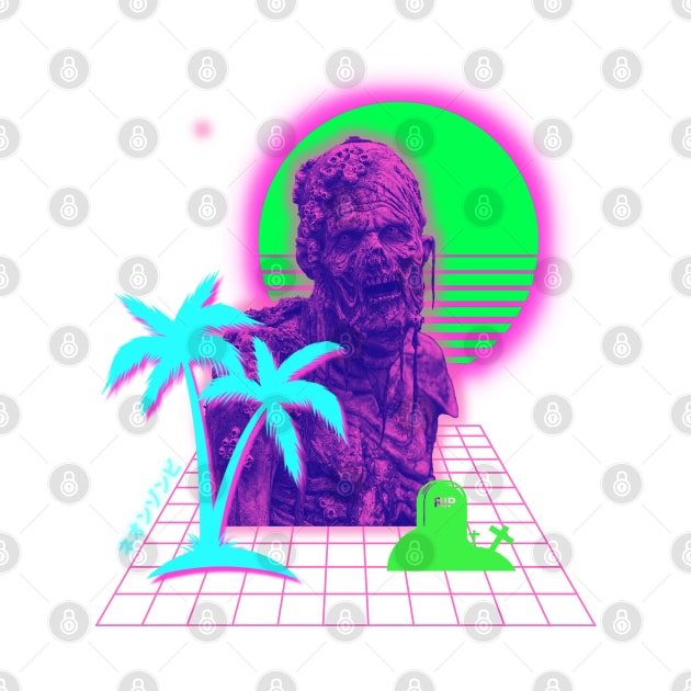 Neon Zombie Vaporwave Synthwave Sunset by Shirt Vibin