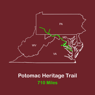 Potomac Heritage Trails, National Scenic Trail Route Map T-Shirt