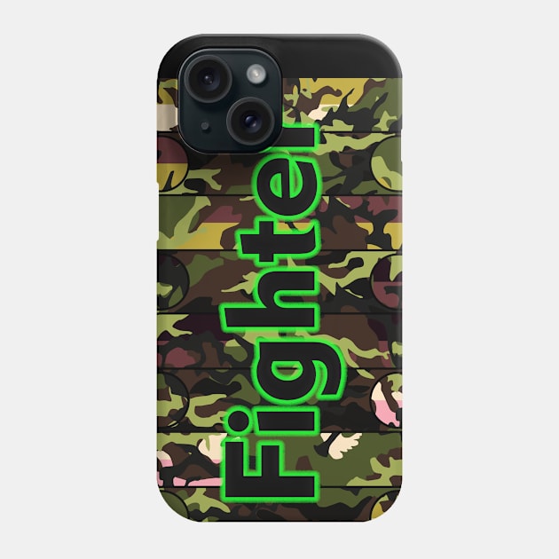 Pattern of camouflage with Fighter letter Phone Case by Senthilkumar Velusamy