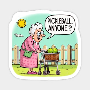 Pickleball, Anyone? Old Lady in Walker #2 Magnet