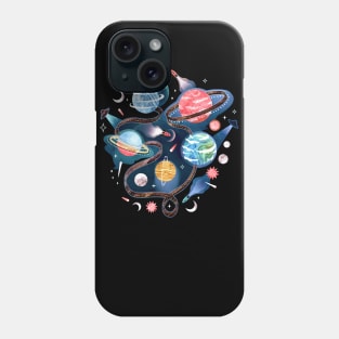 Highway to Intergalactic Adventure - Blue, Pink & Yellow Phone Case